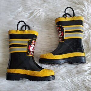﻿Western Chief Kids Black/Yellow Firefighter Waterproof Rain Boots SZ 8
